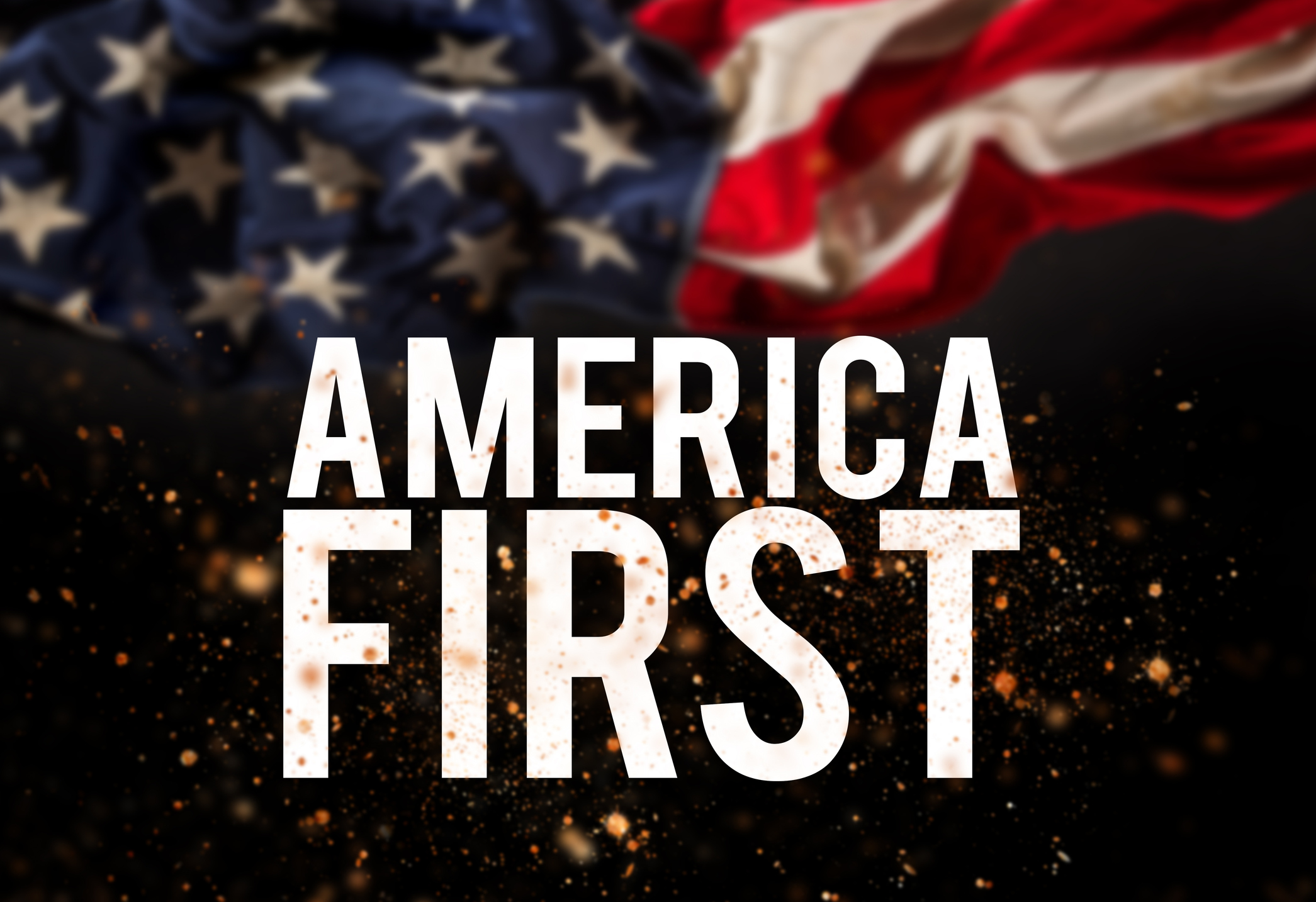 America first catcheword with american flag