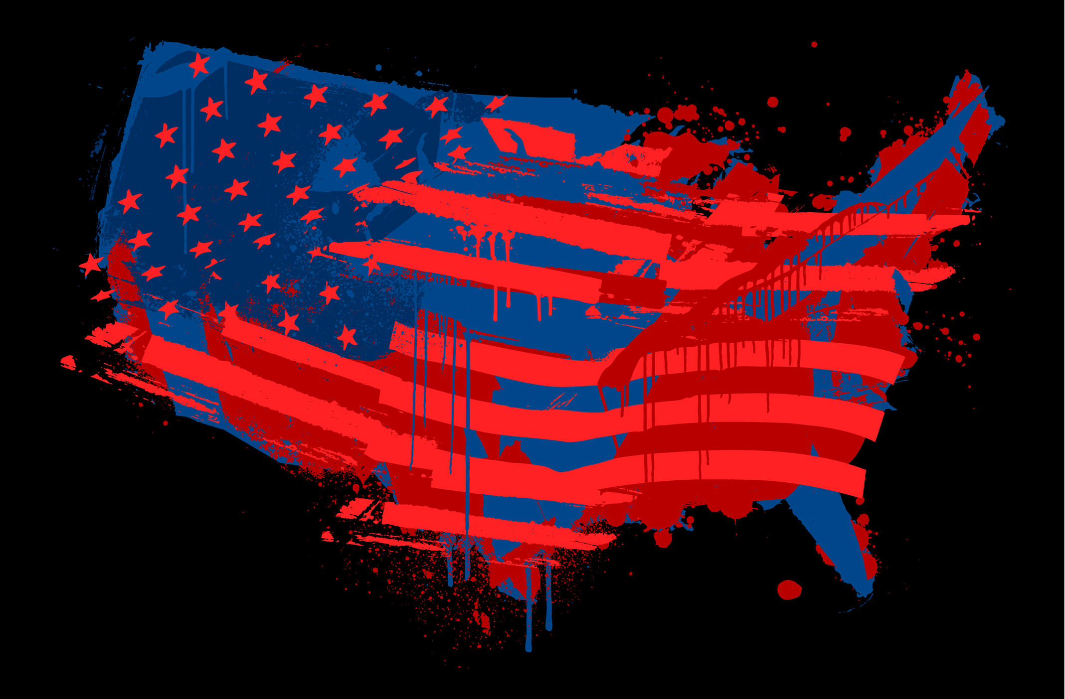 United States distressed flag map illustration