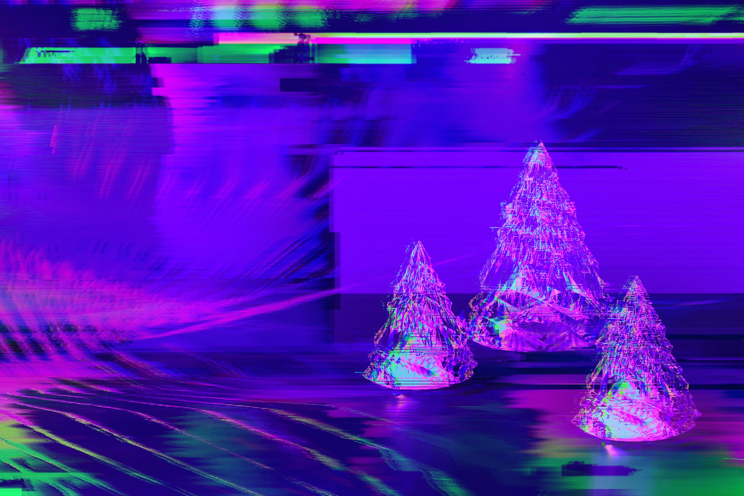 Cyber Xmas Motion Glitch interlaced Distorted textured futuristic background