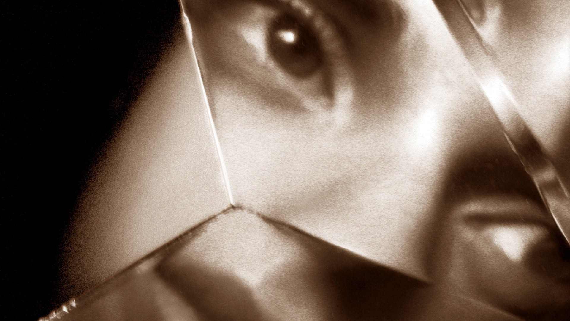 Womans Face Reflected in Shards of Glass