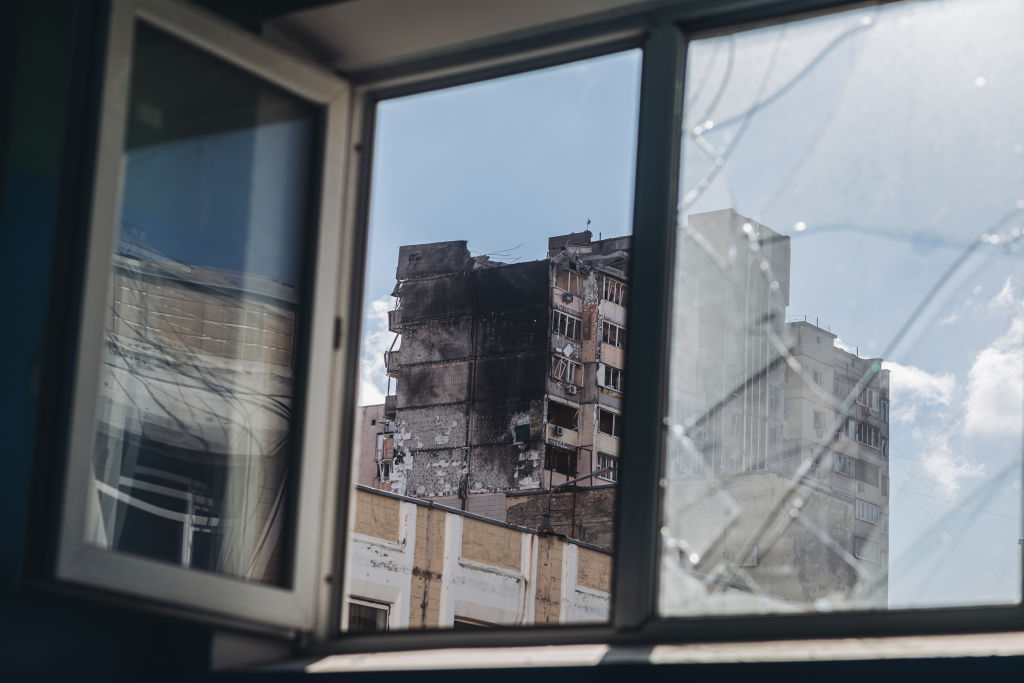 Damage in Kyiv due to shelling