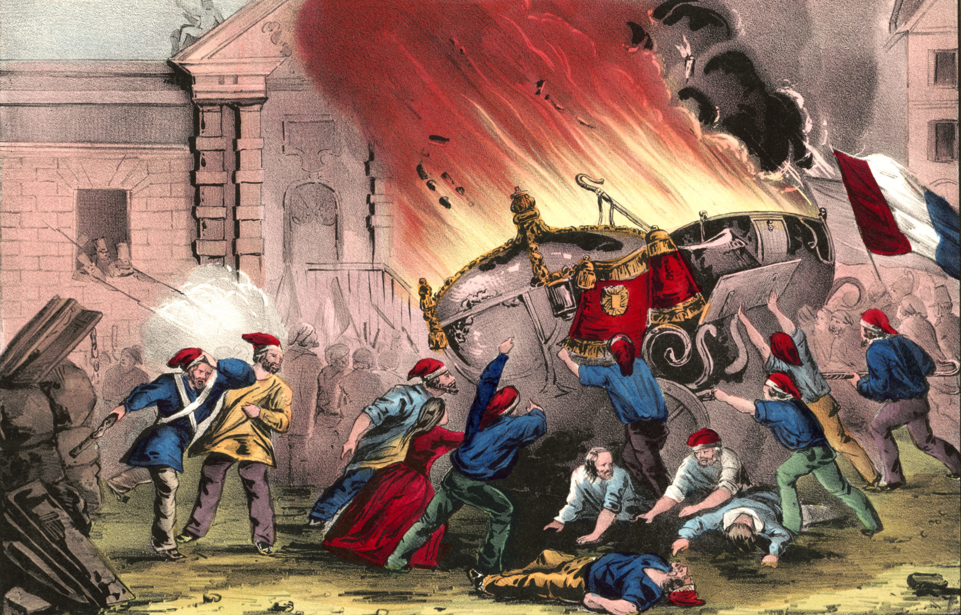 The French revolution burning the royal carriages at the Chateau d’Eu, Feby. 24, 1848