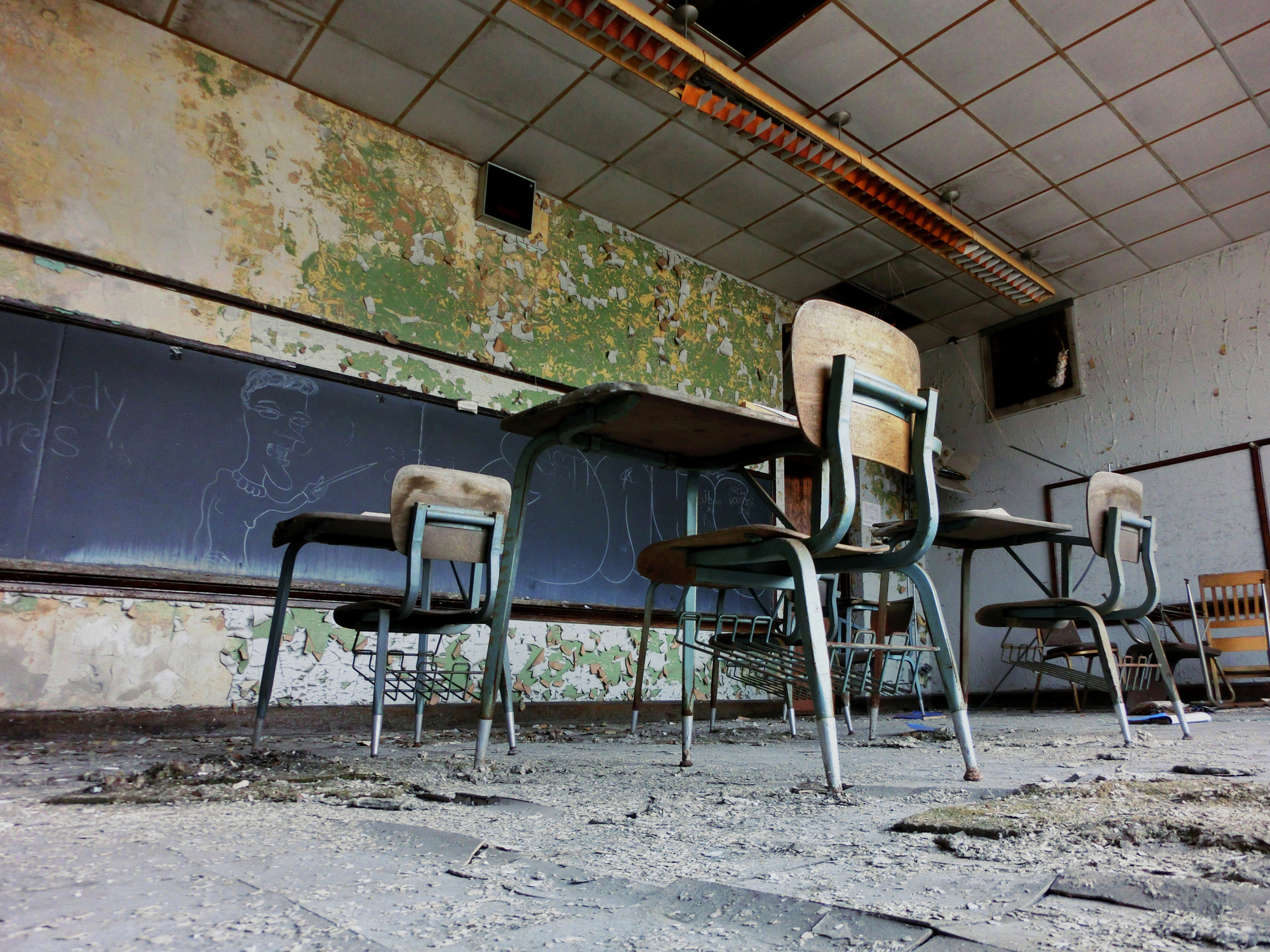Interior Of Abandoned Classroom