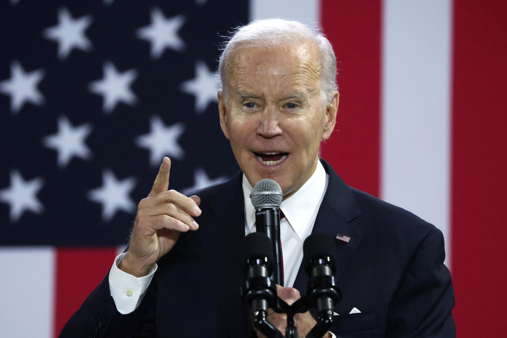 President Biden Delivers Remarks On The Economy At A Steamfitters Union In Virginia