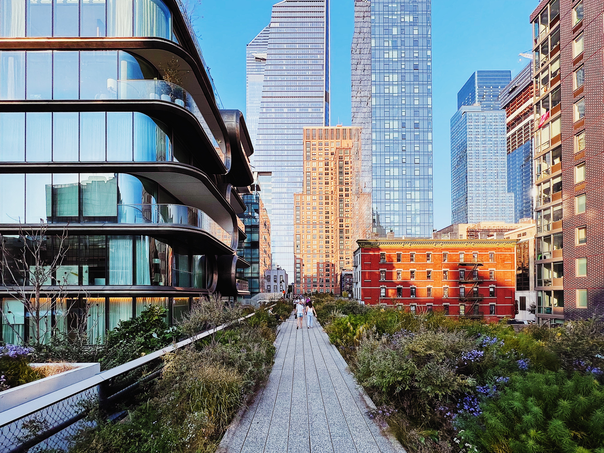 High Line Park and Hudson Yards skyscrapers in New York City, USA