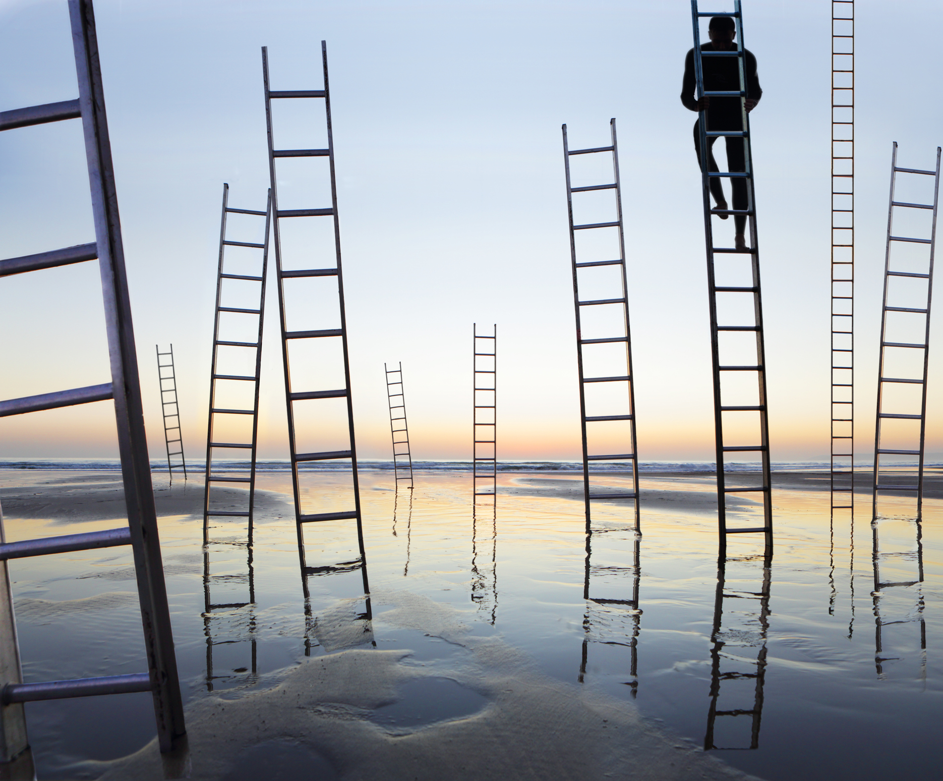 business man climbing a ladder,beach ladders