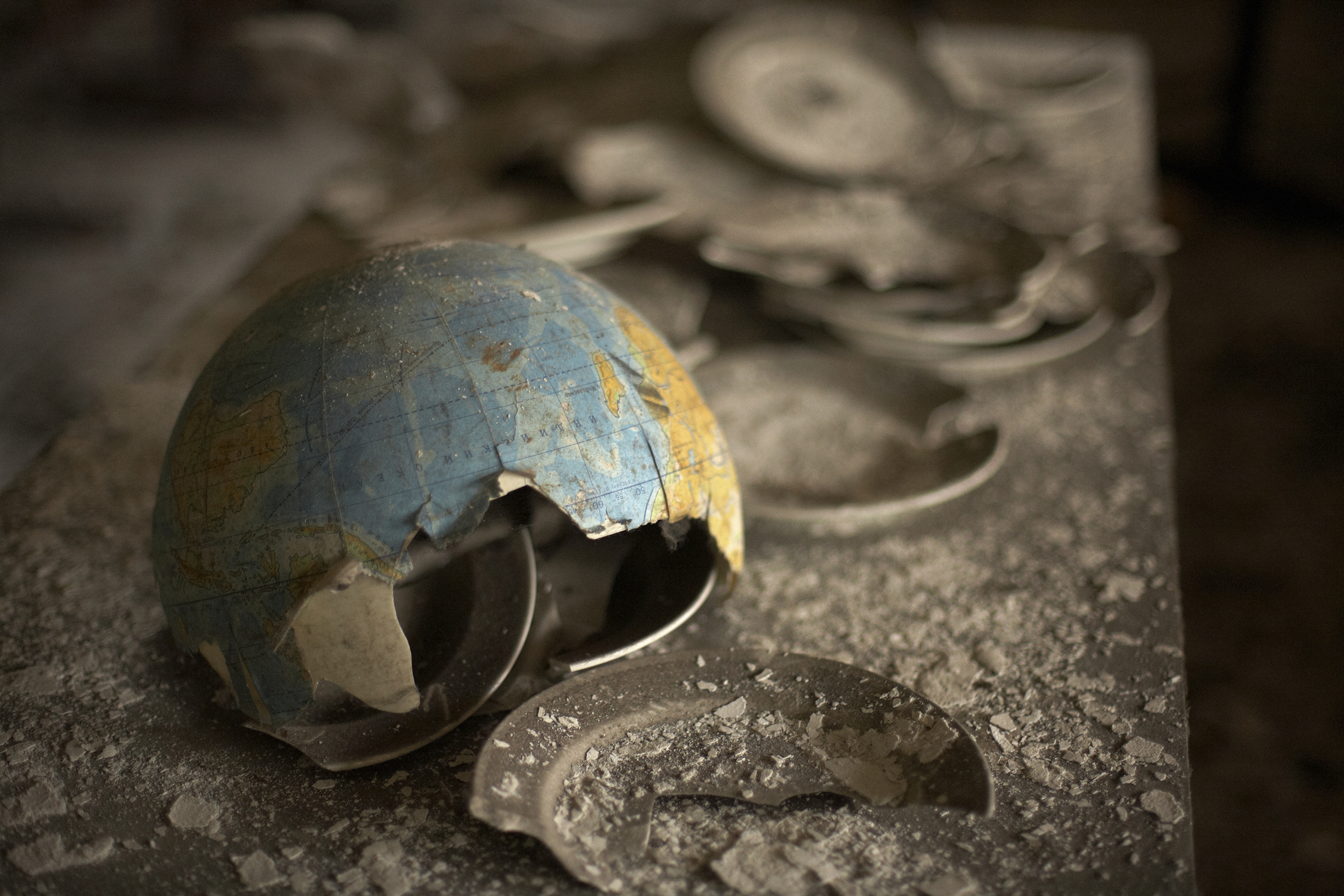 Broken globe in the ruins of Chernobyl