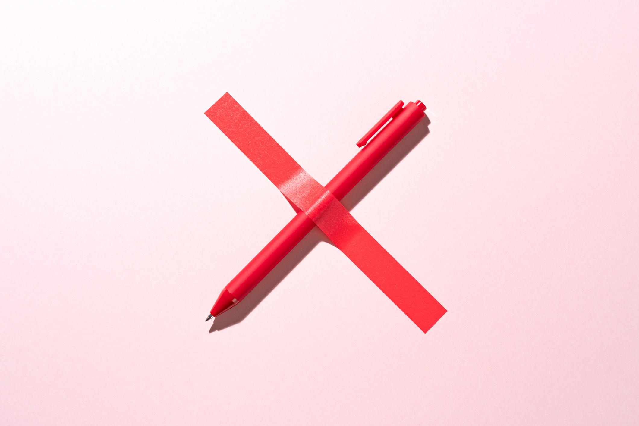 Red Cross Sign Consists of a Pen Covered with Tape, Censorship