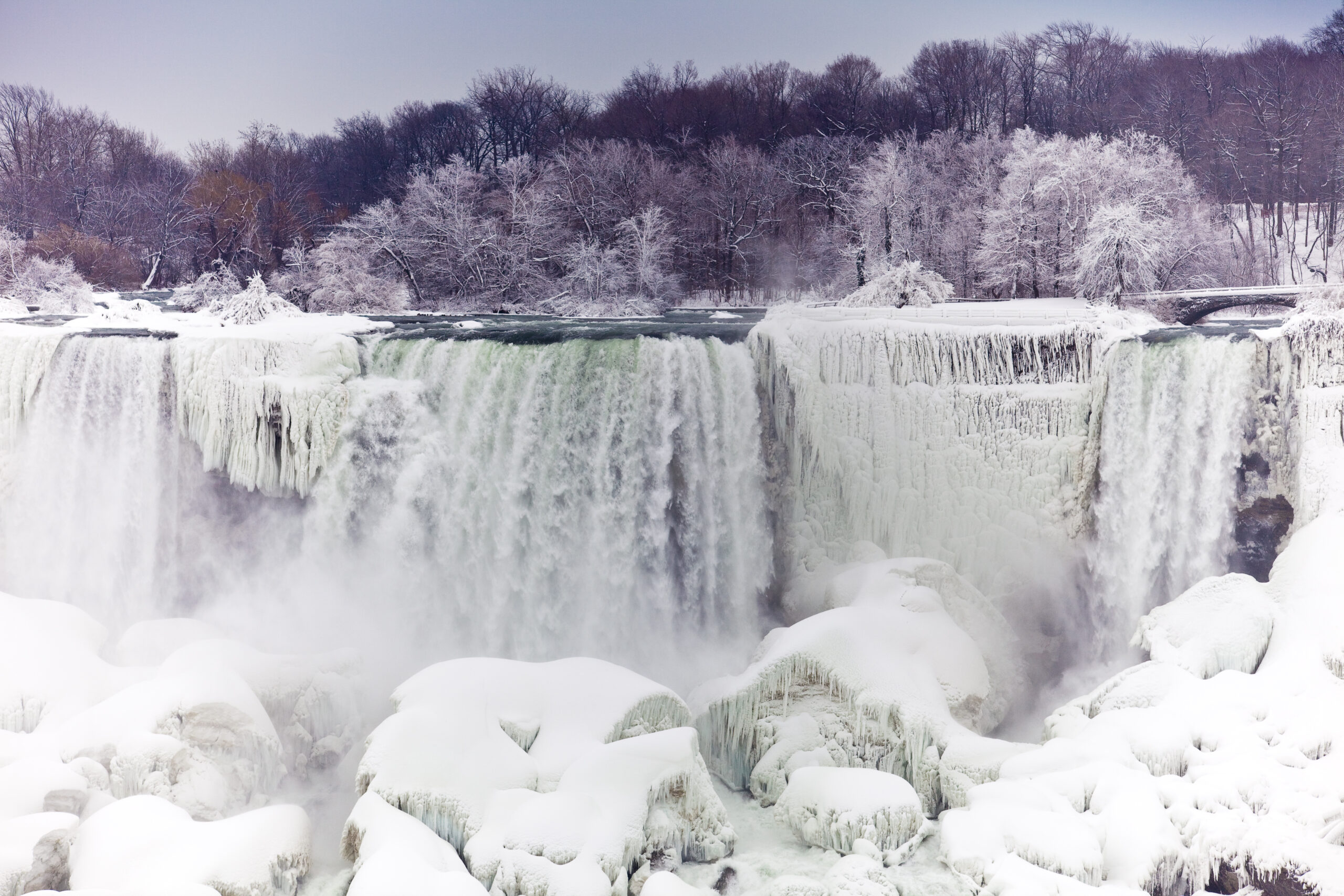 American Falls section of Niagara Falls in winter.