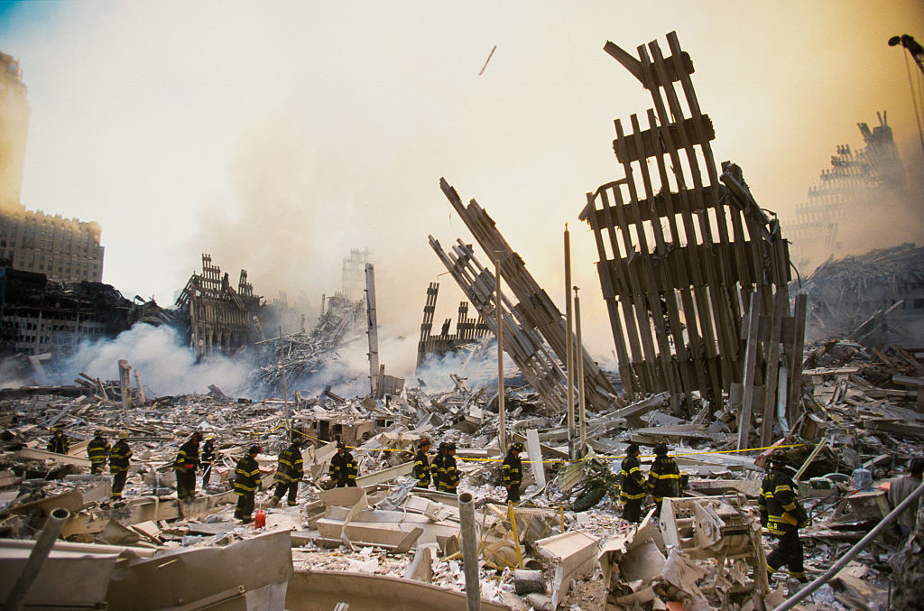 The Rubble of the World Trade Center on September 12, 2001.