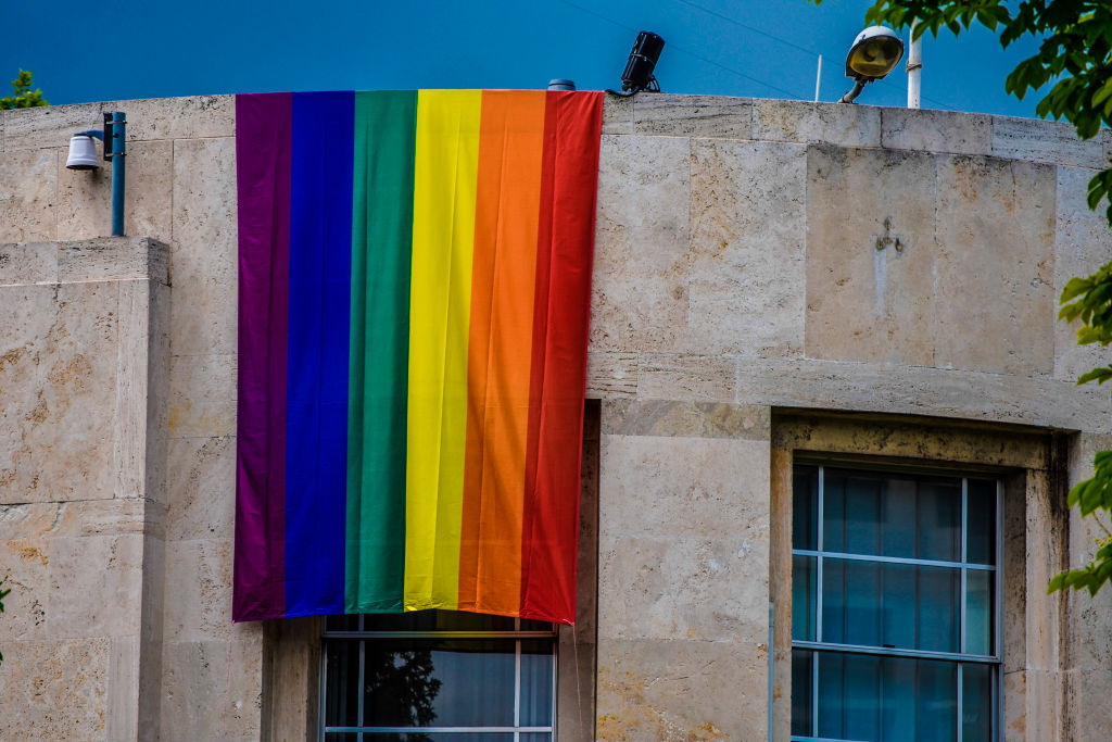 LGBT rainbow flag on US Embassy in Ankara