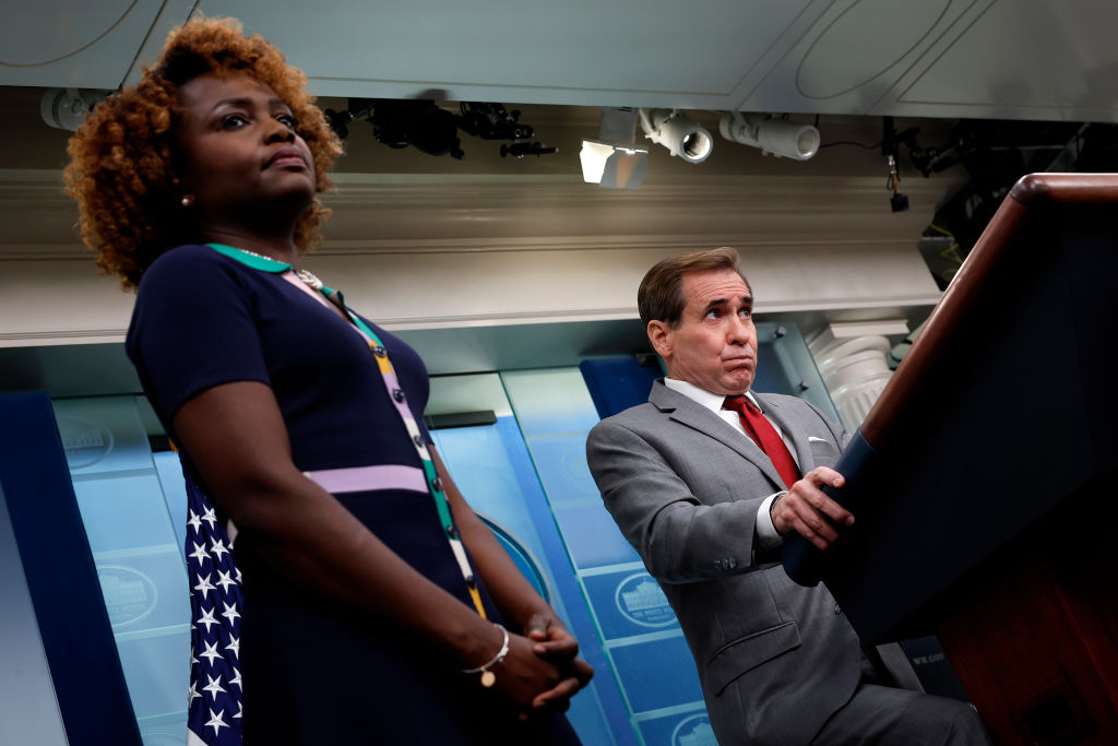 White House Media Briefing Held By Press Secretary Karine Jean-Pierre And NSC Coordinator John Kirby