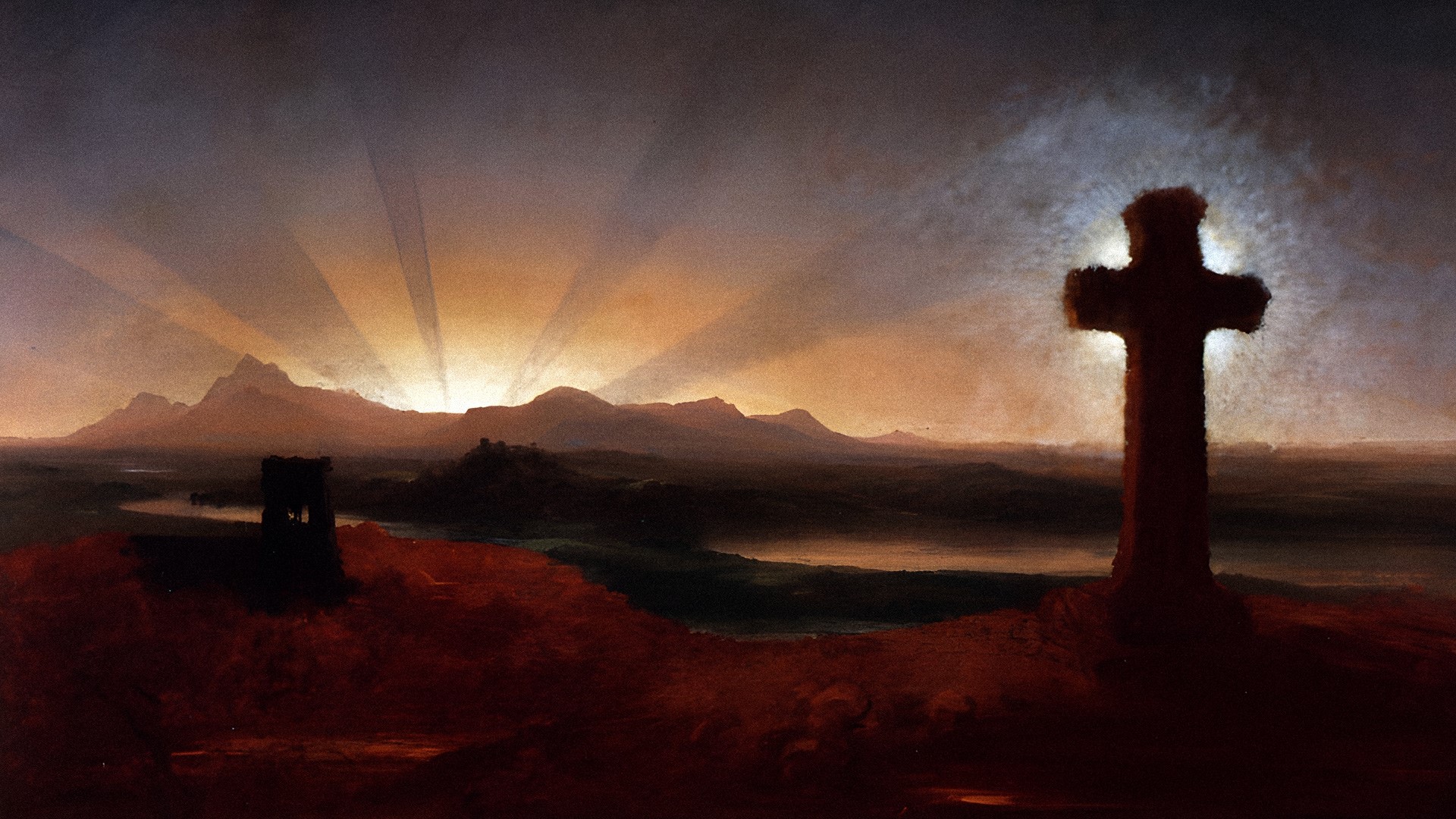 Cross at Sunset, Thomas Cole, 1848, unfinished