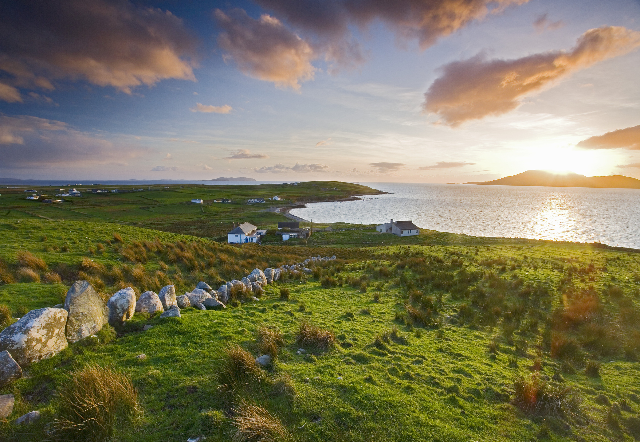 Ireland, County Mayo, Clare Island, sunset