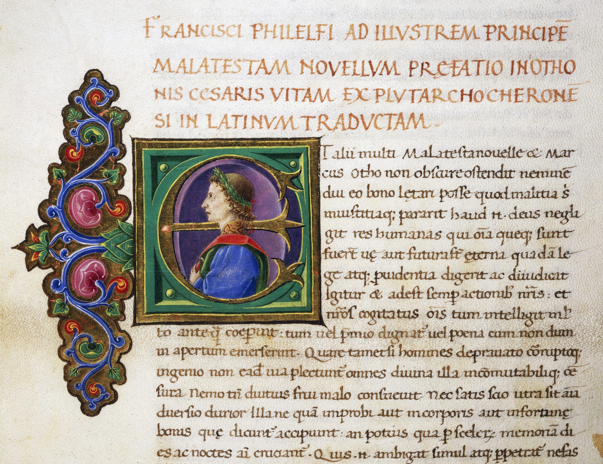 Illuminated page with profile of Otho