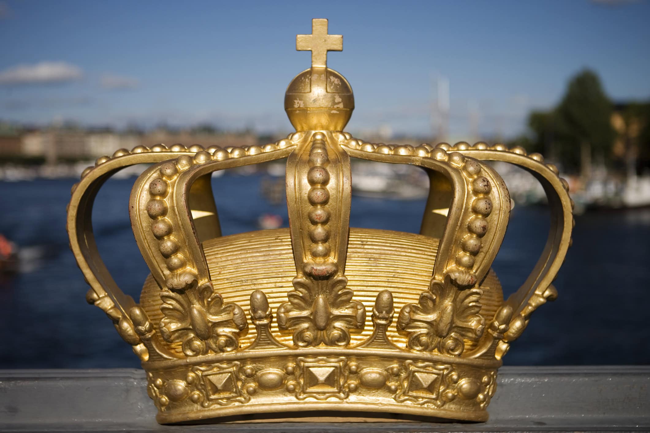 Golden crown on Skeppsholmsbron Bridge, Skeppsholmen.