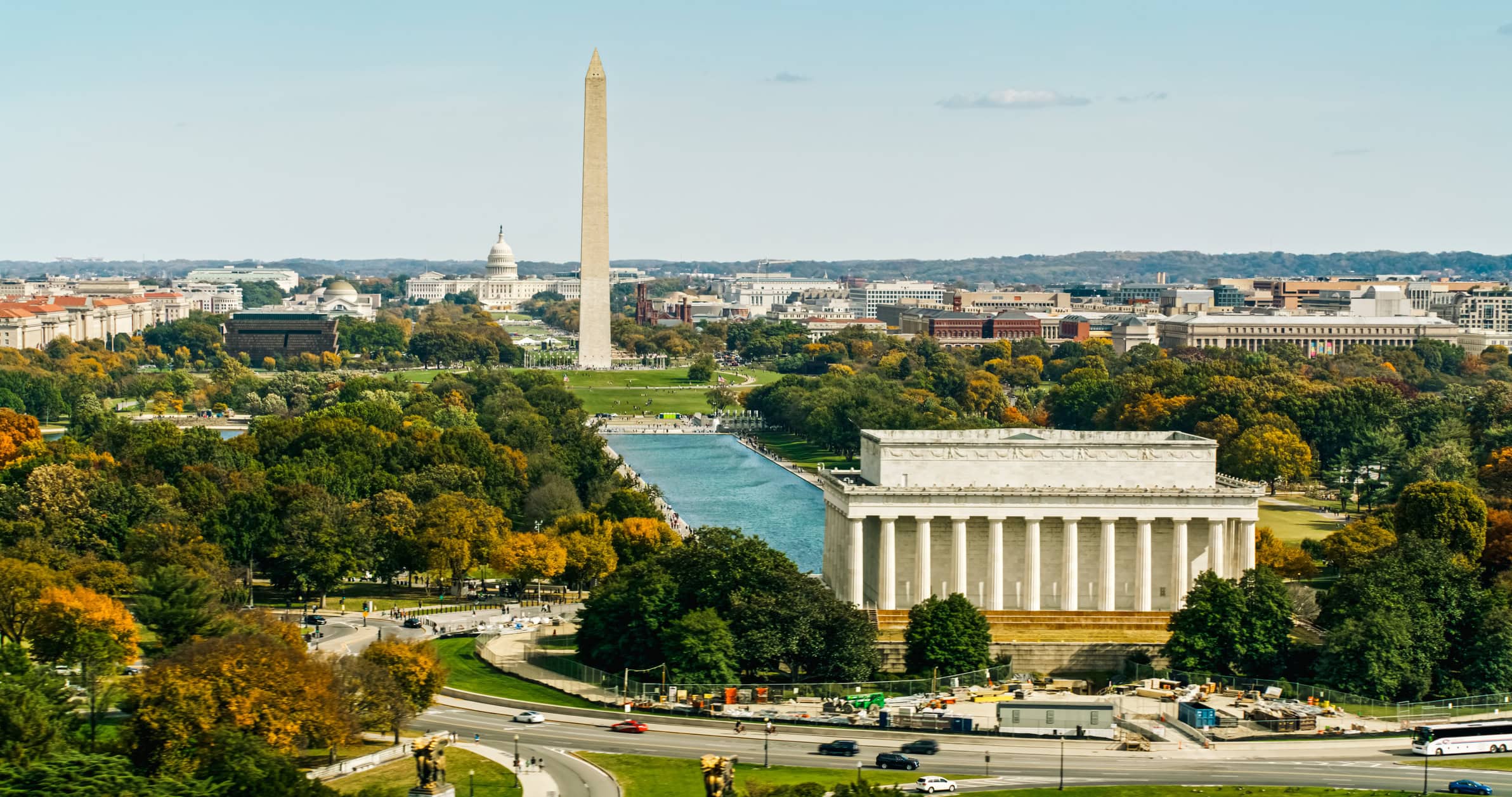 Helicopter Shot of the National Mall in Washington, D.C.