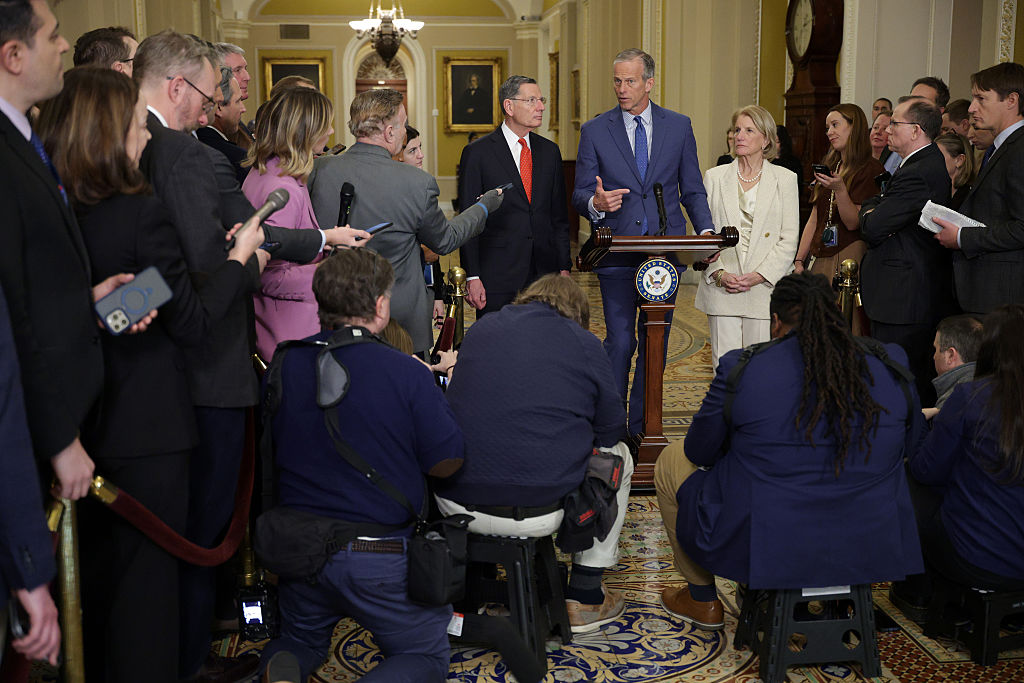 Senate Lawmakers Address The Media After Their Weekly Policy Luncheons