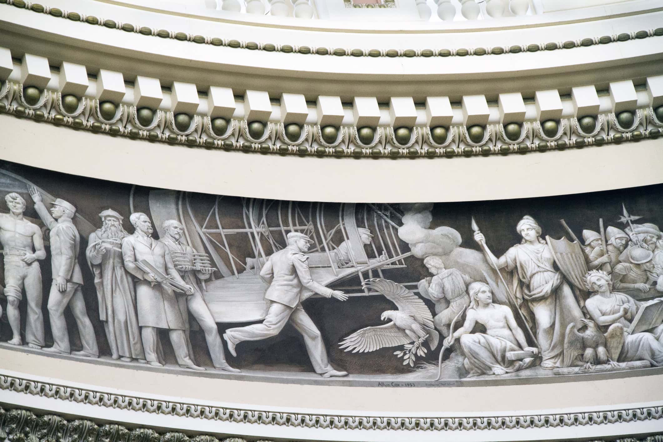 Frieze in the United States Capitol Rotunda showing first flight by Wright Brothers