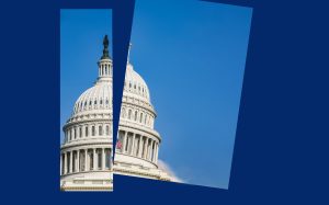 Top of the Congress Building spilt in half